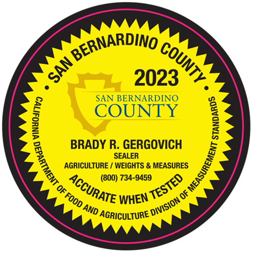 A sticker seal with Commissioner/Sealer name Brady R. Gergovich and county logo with year 2023 and phone number below name and words accurate when tested.