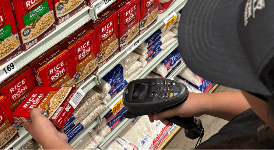 A San Bernardino County Agriculture/Weights & Measures Standards Officer conducts a routine price verification audit at a local retail grocery store to ensure pricing accuracy. 